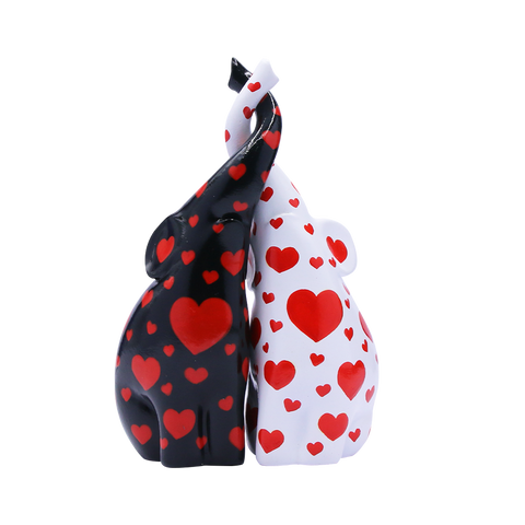 ONE Black & White Elephant with Red Heart
